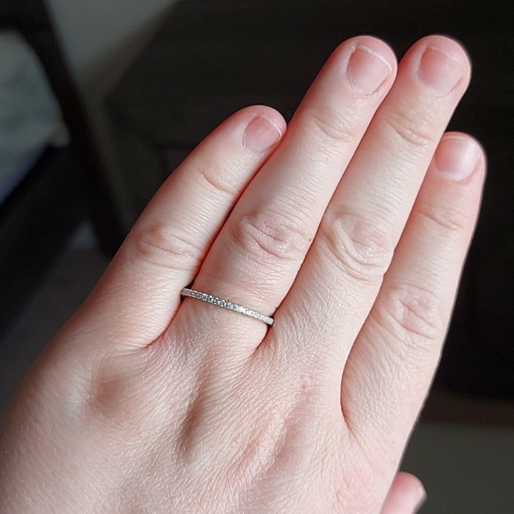 Platinum Plated 925 Sterling Silver Band Ring - Picture 2 of 5